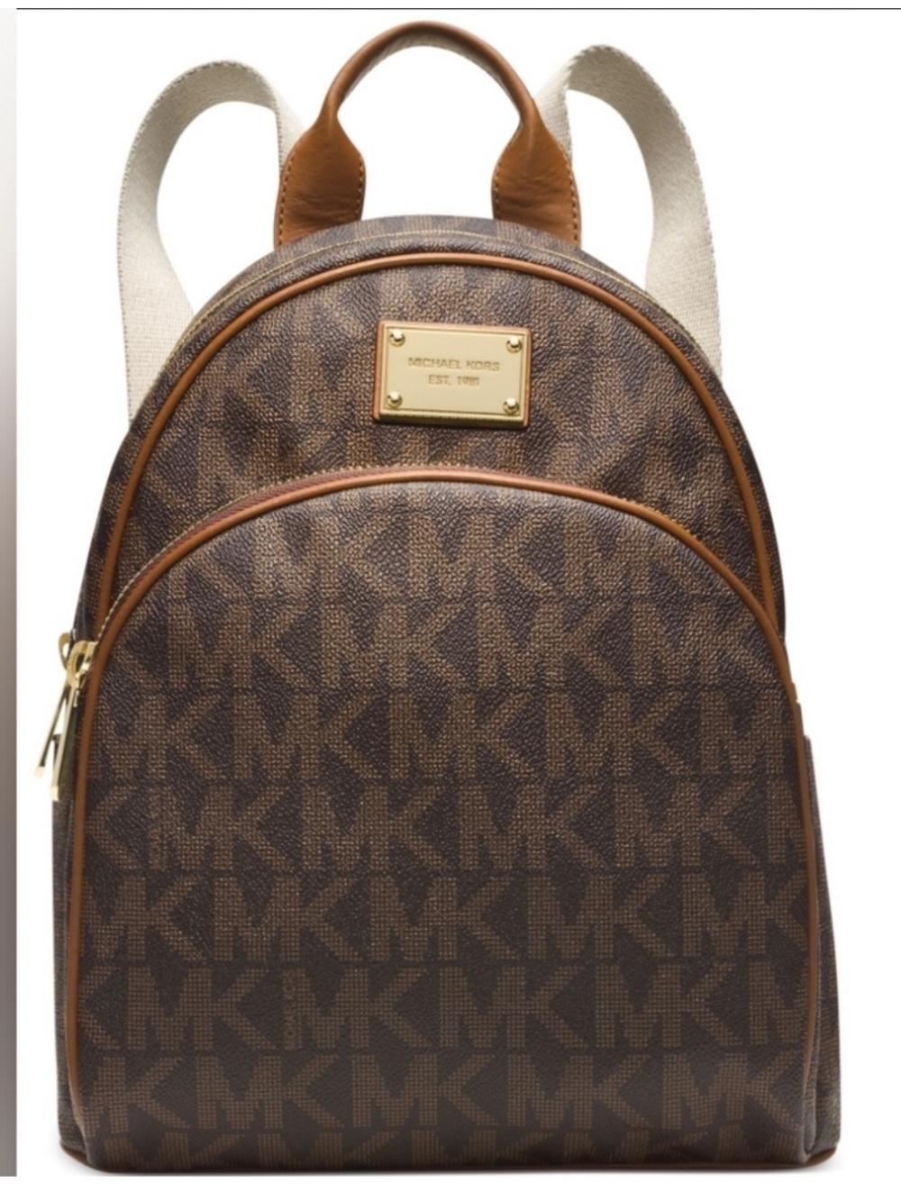 Michael Kors MK Designer Brown Saffiano Leather Monogram
Backpack